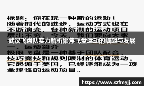 武汉飞盘队实力解析聚焦飞盘运动的崛起与发展